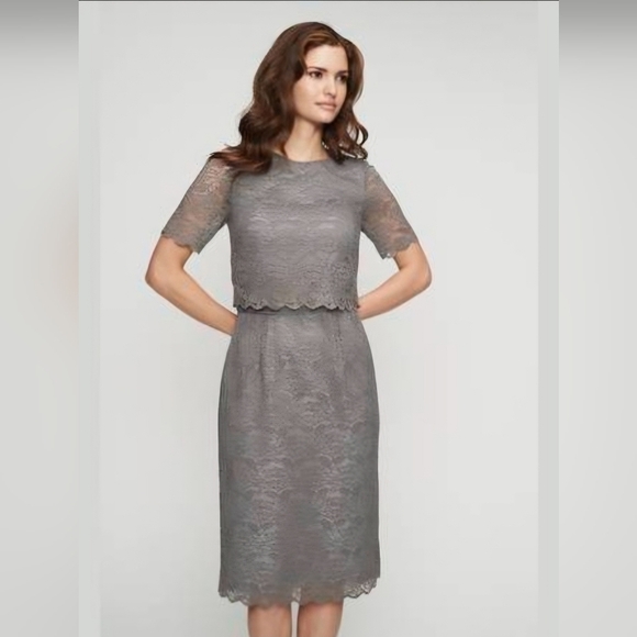 long tall sally Dresses & Skirts - NWT Long Tall Sally Gray Lace Pop Over Shift Dress Size 10